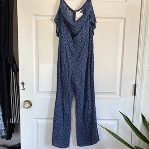 Honey Punch Navy Geometric Jumpsuit